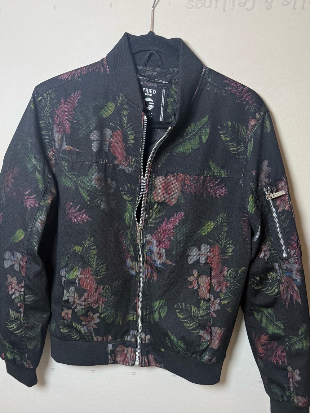 Black Floral Bomber Jacket - women